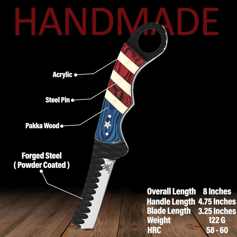 BE BREAK EDGE Cow Boy Knife, Hand Forged Steel Bull Cutter Knife with Sheath Best Gift for Girl Friend and Boy Friend. - Image 2